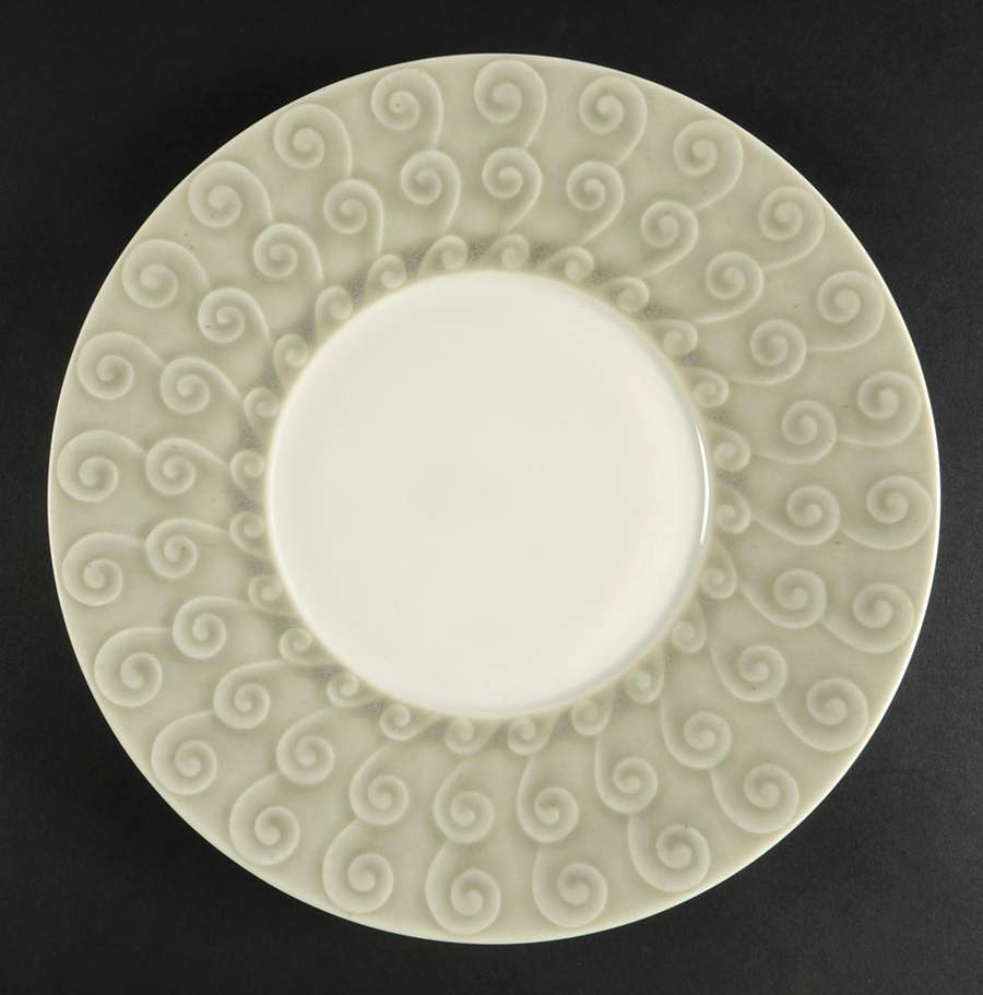 Albatre Celadon Spiral Dinner Plate by Jaune de Chrome-1