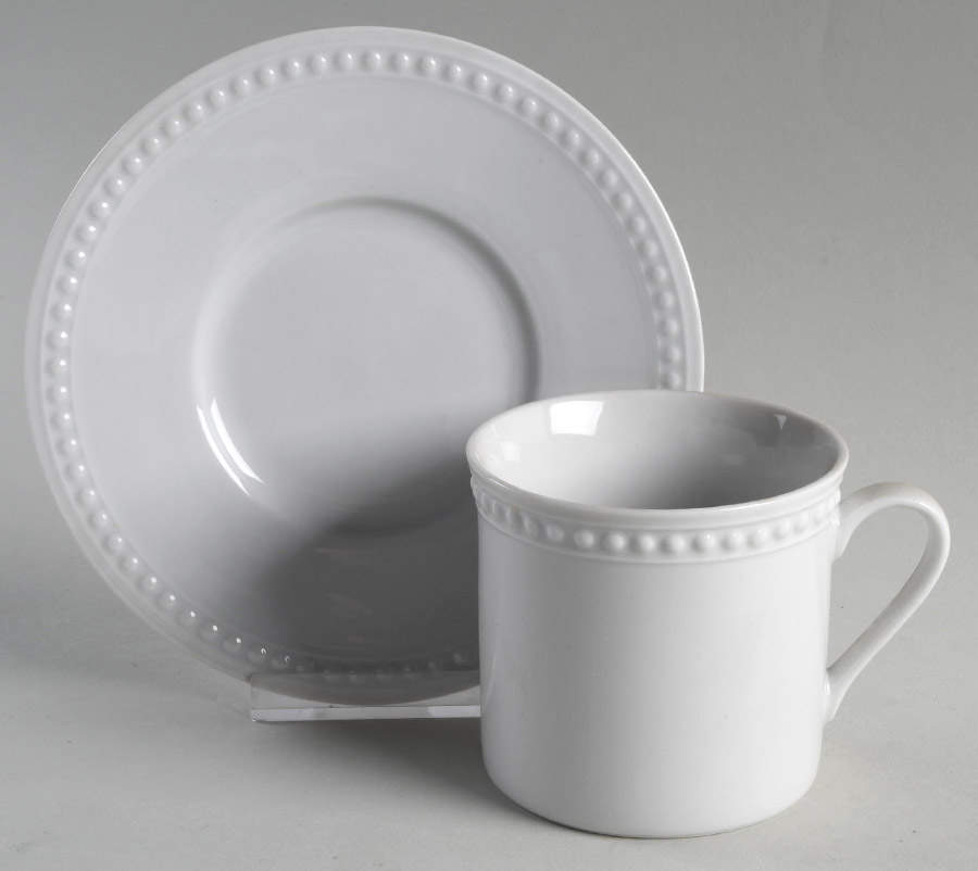Elegant Pearl White Flat Cup & Saucer Set by JCPenney-1