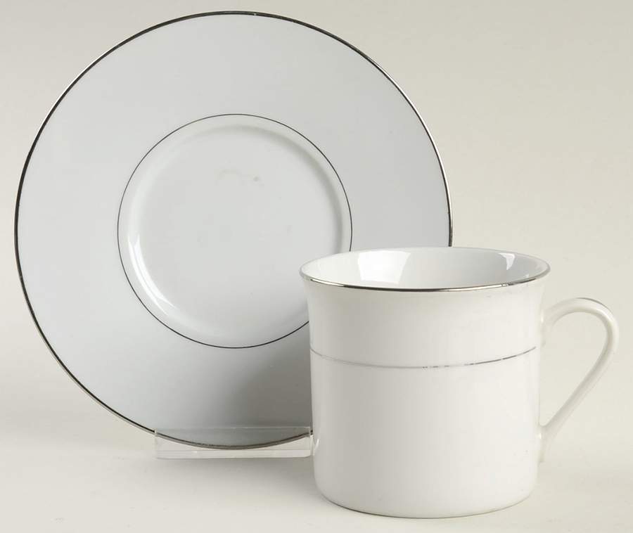 Platinum Band Flat Cup & Saucer Set by JCPenney-1