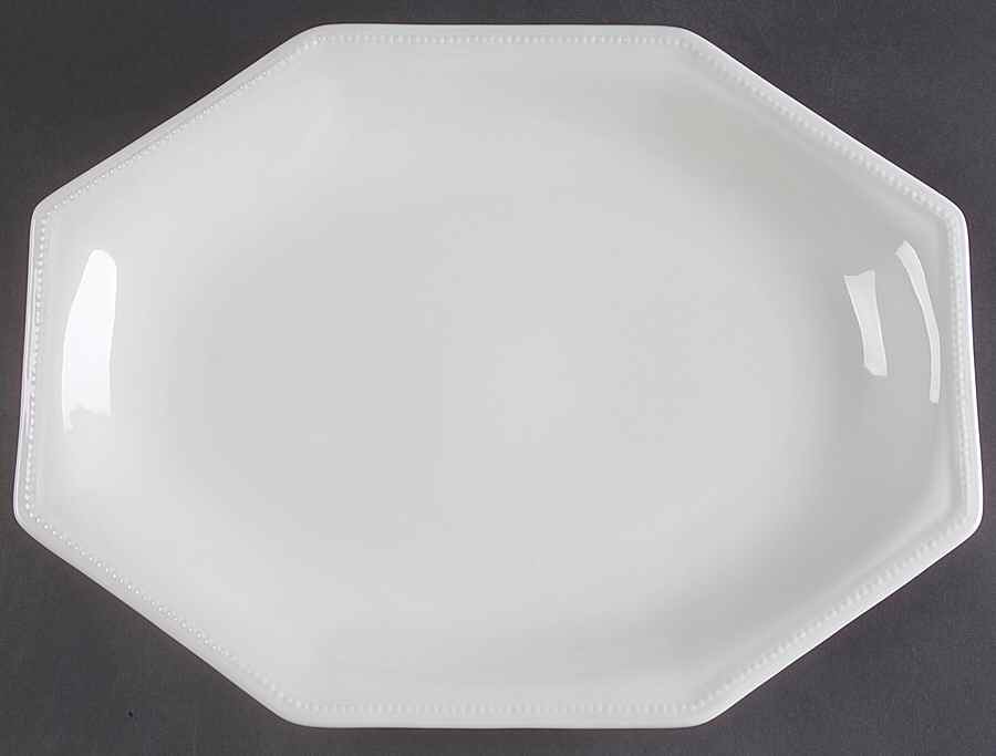 Heritage White ("England 1883"Stamp, Made In China) 13" Oval Serving Platter by Johnson Brothers-1