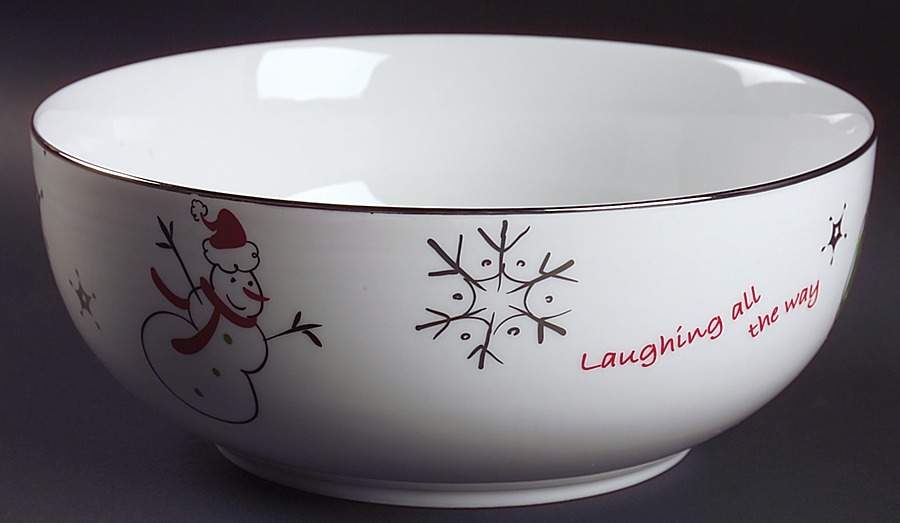 Modern Snowman 10" Large Salad Serving Bowl by JCPenney-1