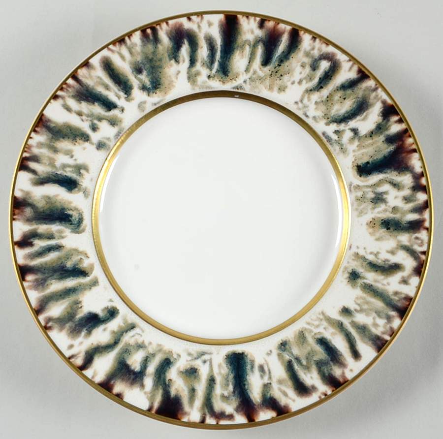 Cream Scale (Gold Trim) Salad/Dessert Plate by Jaune de Chrome-1