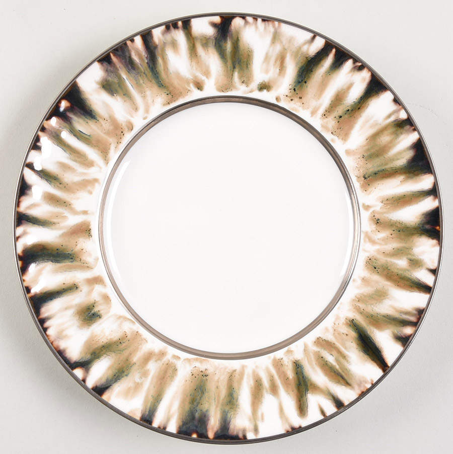 Cream Scale (Platinum Trim) Salad/Dessert Plate by Jaune de Chrome-1
