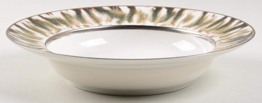 Cream Scale (Platinum Trim) Rim Soup Bowl by Jaune de Chrome-1