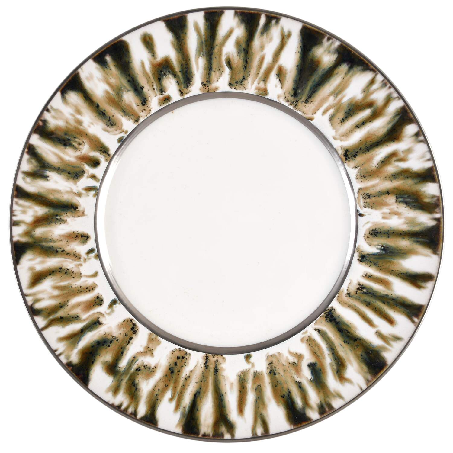 Cream Scale (Platinum Trim) Service Plate (Charger) by Jaune de Chrome-1