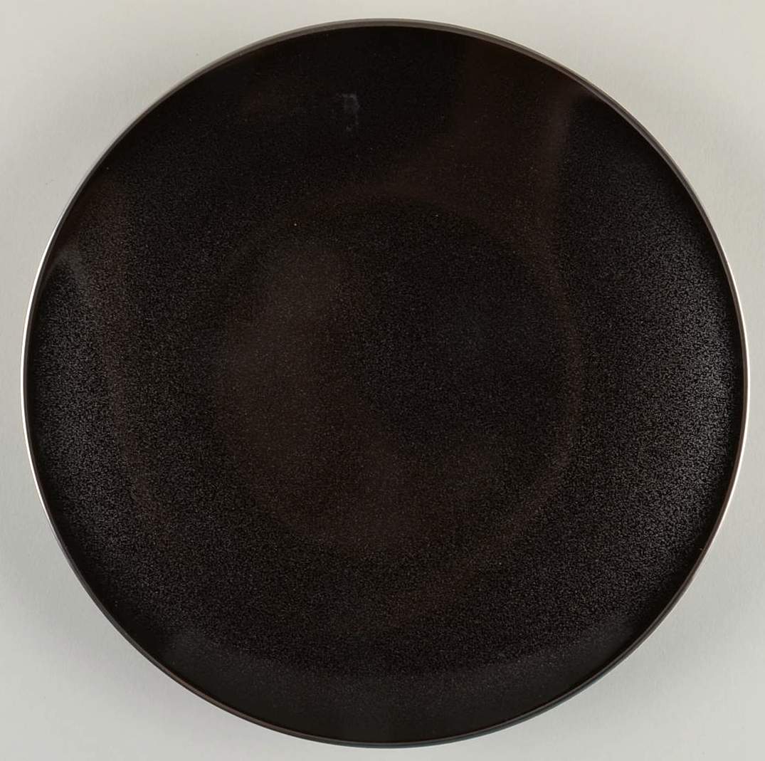 Spangled Black (Platinum Trim) Salad/Dessert Plate by Jaune de Chrome-1