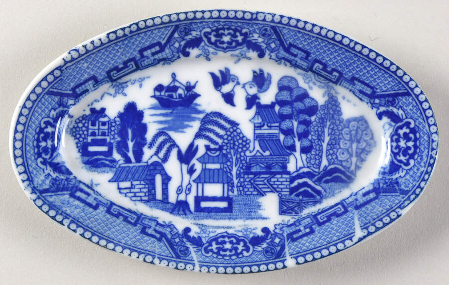 Blue Willow (Child's Set, Made in Japan) Oval Toy Platter by Japan-1