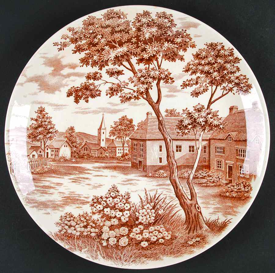 English Village Brown 11" Chop Plate (Round Platter) by Japan-1
