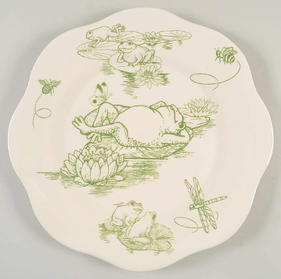 Frog Toile Dinner Plate by Jay Willfred-1
