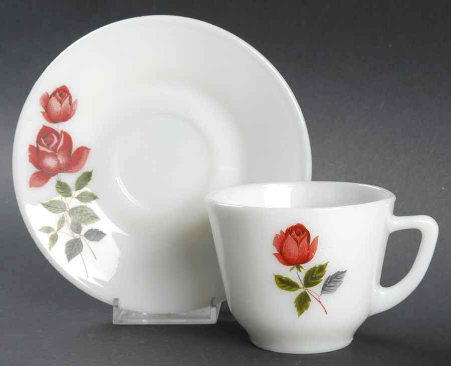 June Rose Flat Cup & Saucer Set by James A Jobling & Co-1