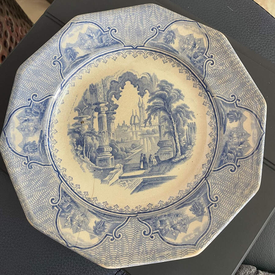 Castle Scenary Decagon (10 Sided) Salad Plate by Jacob Furnival & Co-1
