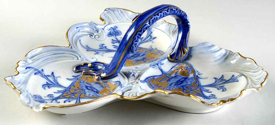 M658 3-Part Relish with Center Ceramic Handle by James Macintyre & Co-1
