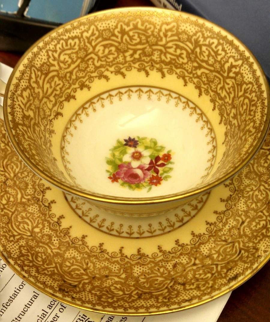 27431 (Yellow) Footed Cup & Saucer Set by George Jones & Sons-1