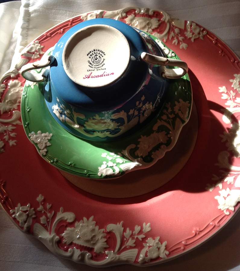 Arcadian Blue Footed Cup & Saucer Set by George Jones & Sons-1