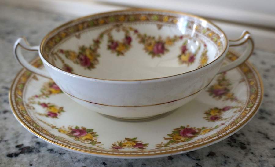 27136 Flat Cream Soup Bowl & Saucer Set by George Jones & Sons-1