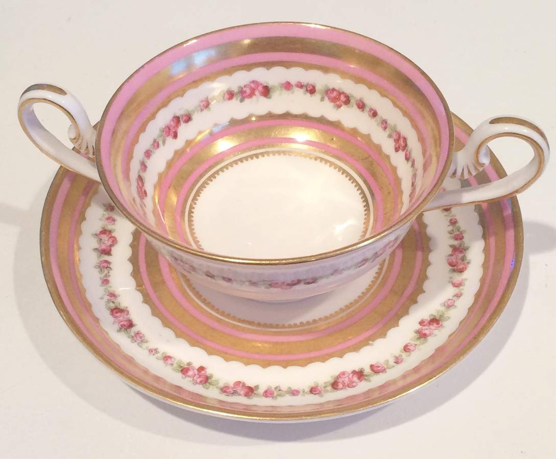 19260 Footed Cream Soup Bowl & Saucer Set by George Jones & Sons-1