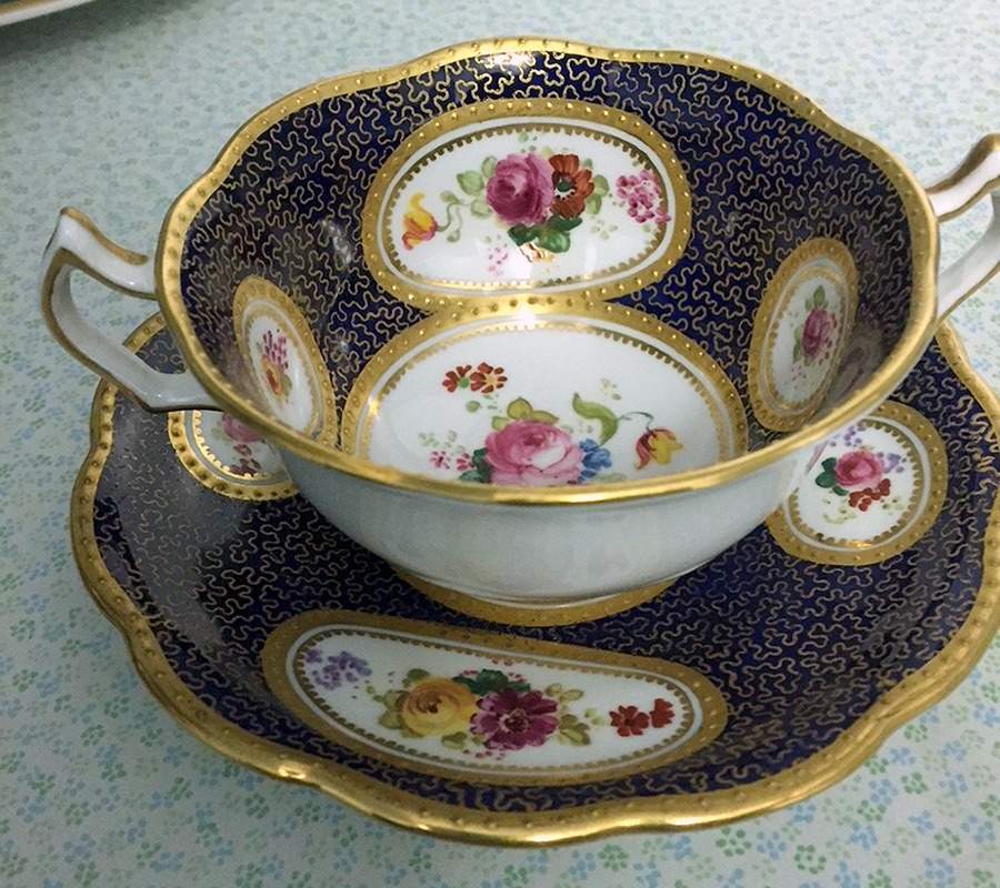 23778 Footed Cream Soup Bowl & Saucer Set by George Jones & Sons-1