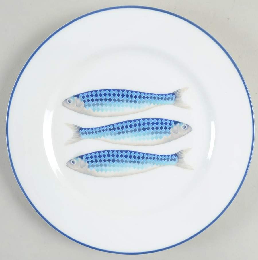 Harlequin Blue Salad Plate by Jersey Pottery-1