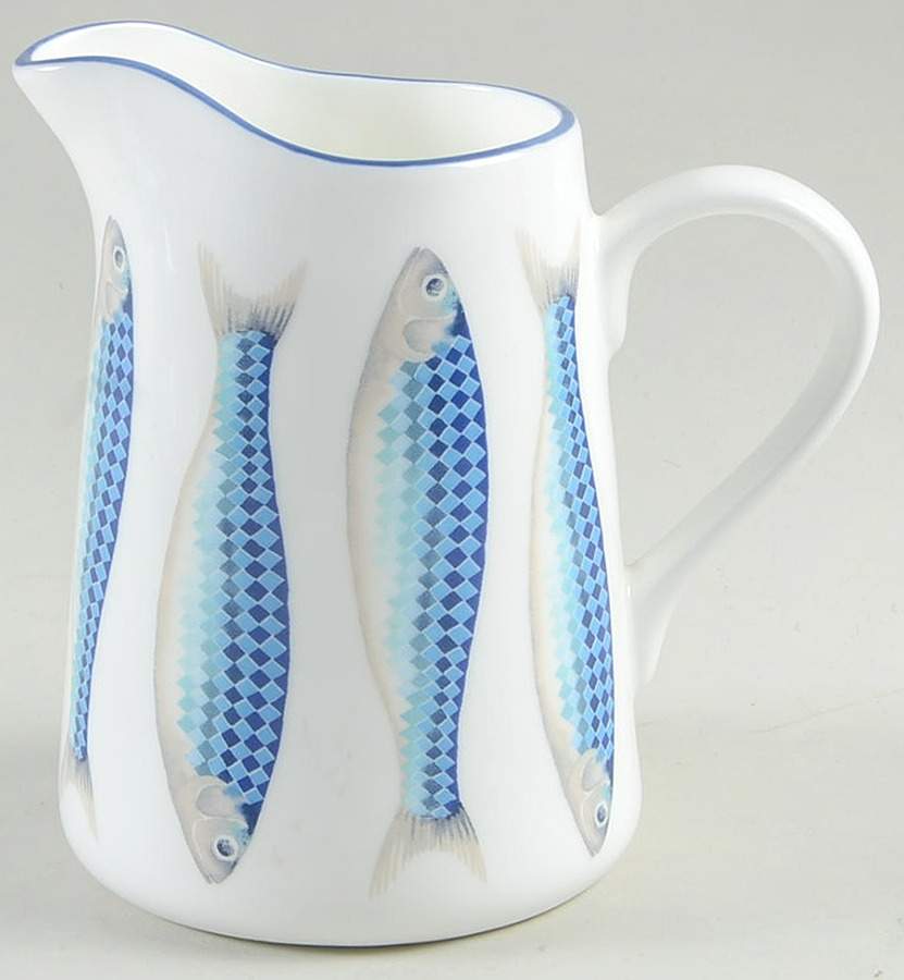 Harlequin Blue 16 Oz Pitcher by Jersey Pottery-1