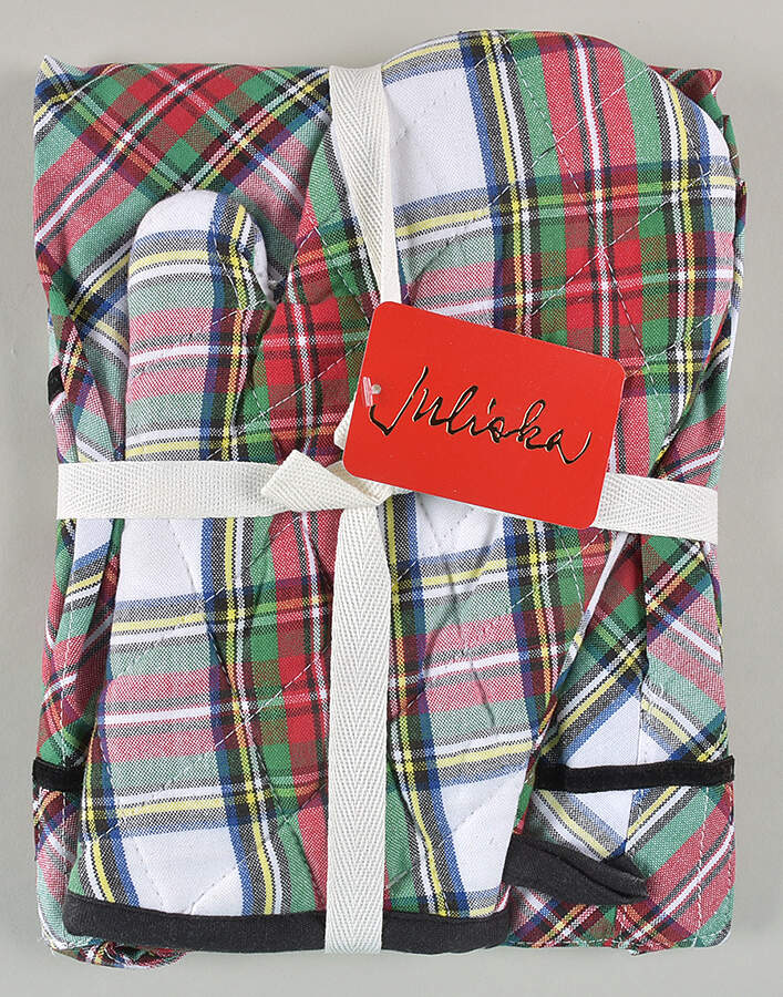 Stewart Tartan Cloth Apron & Oven Mitt Set by Juliska Ceramics-1