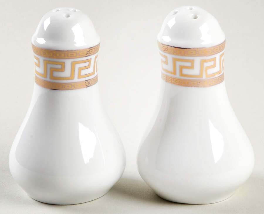 Greek Key Gold Salt & Pepper Set by Joseph Sedgh Tablewr-1