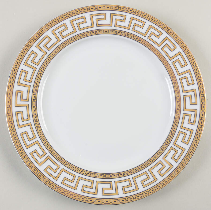 Greek Key Gold Dinner Plate by Joseph Sedgh Tablewr-1