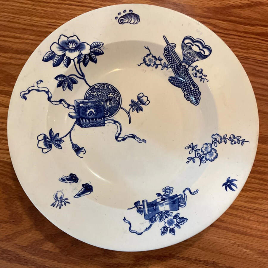 Cuba Blue Rim Soup Bowl by George Jones & Sons-1