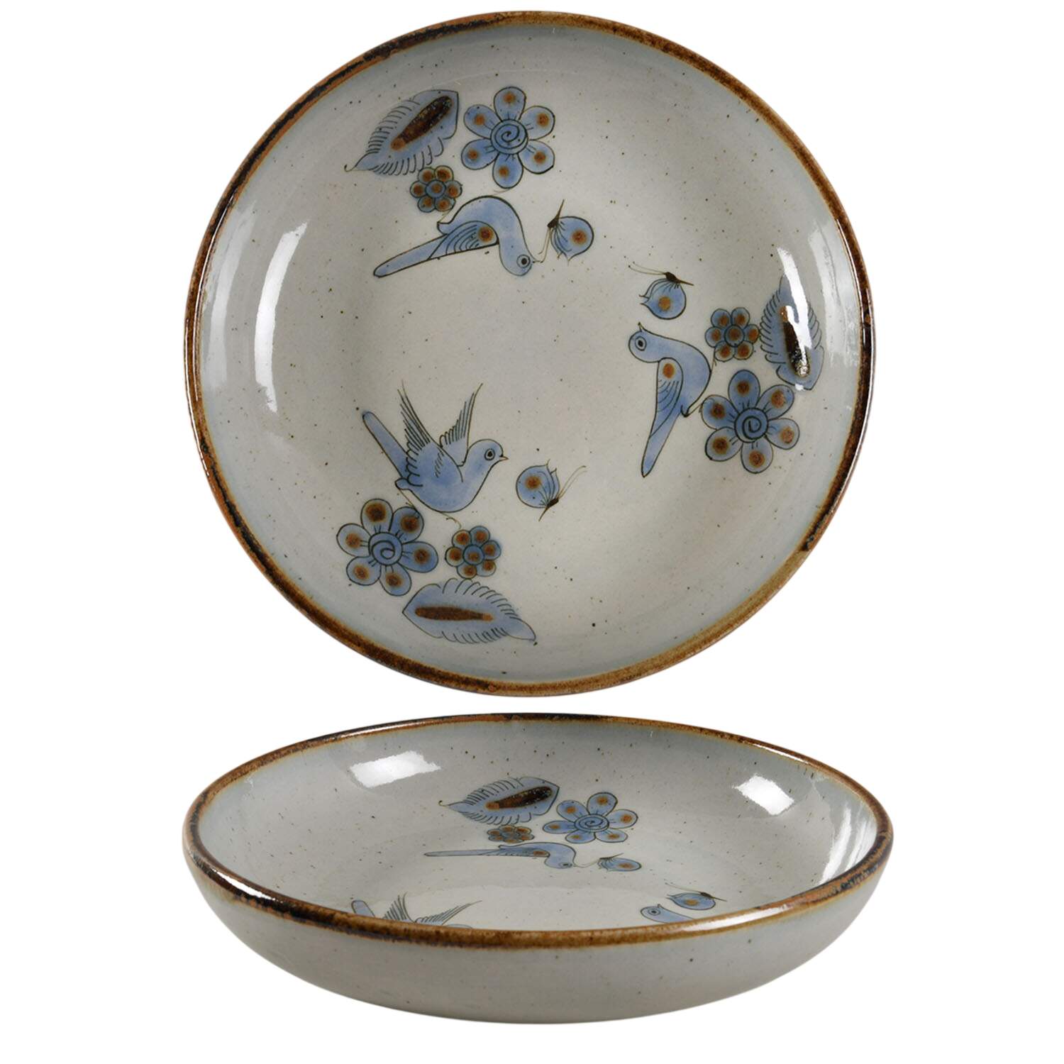 El Palomar Blue 11'' Shallow Round Bowl by Ken Edwards Pottery-1