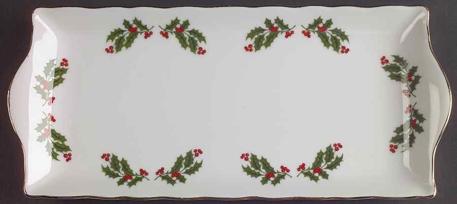 Christmas Holly (Smooth Edge) Large Sandwich Tray by Kashima-1