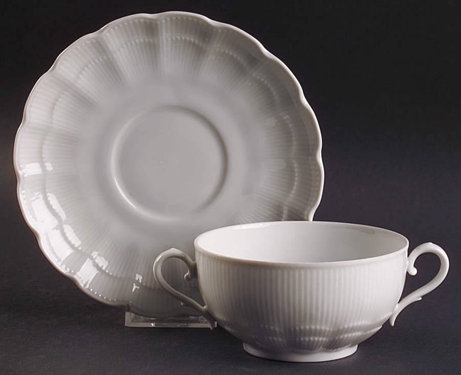 Romantica All White Cream Soup Bowl & Saucer Set by Kaiser-1