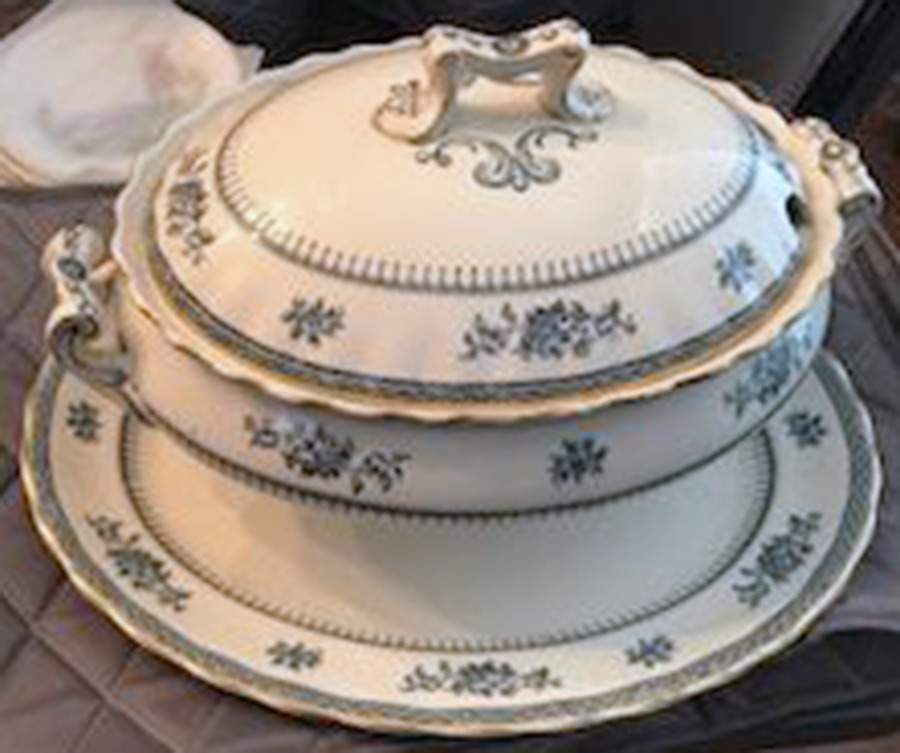 Shrewsbury (Teal) Tureen &  Lid by Keeling & Co-1
