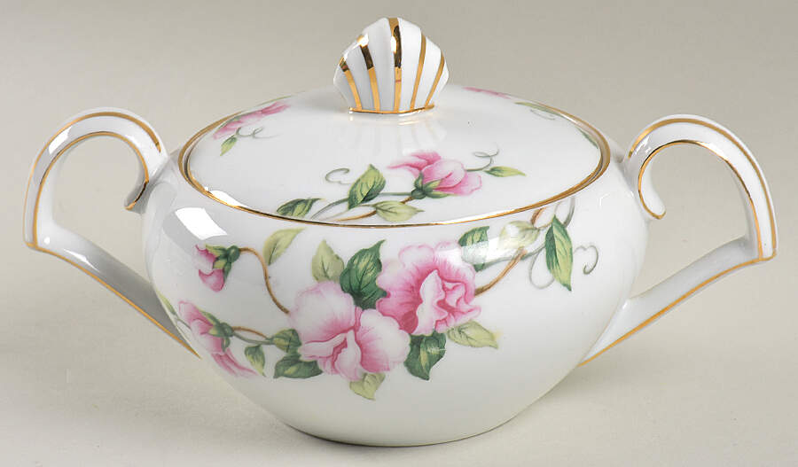 Sweet Pea Sugar Bowl & Lid by Kent (Japan)-1
