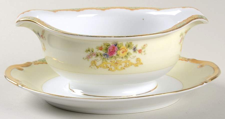 KIK2 Round Gravy Boat/Attached Underplate by Kikusui-1