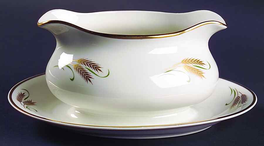 Wheat Gravy Boat with Attached Underplate by Kirk-1