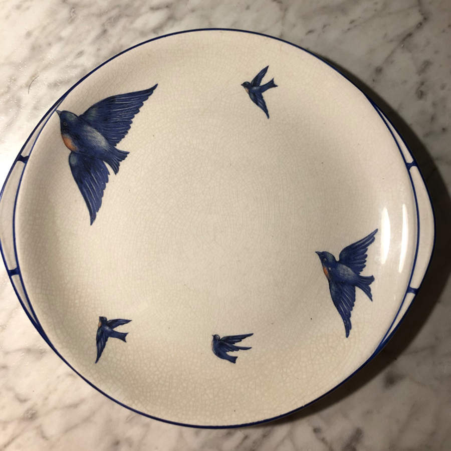 Blue Bird Handled Cake Plate by Knowles, Taylor & Knowles-1