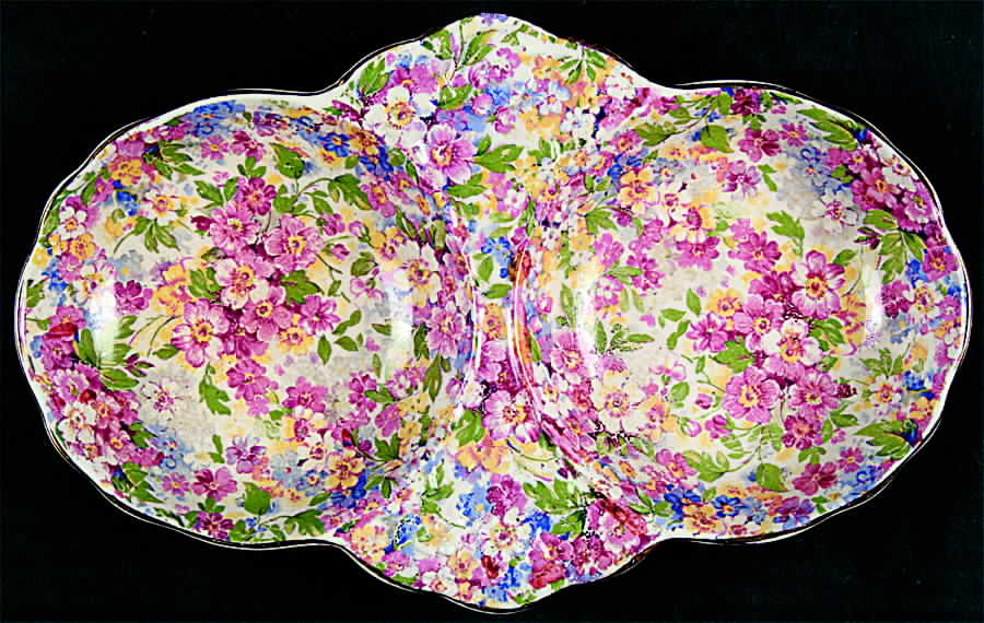 Apple Blossom Chintz 2-Part Relish by James Kent (England)-1