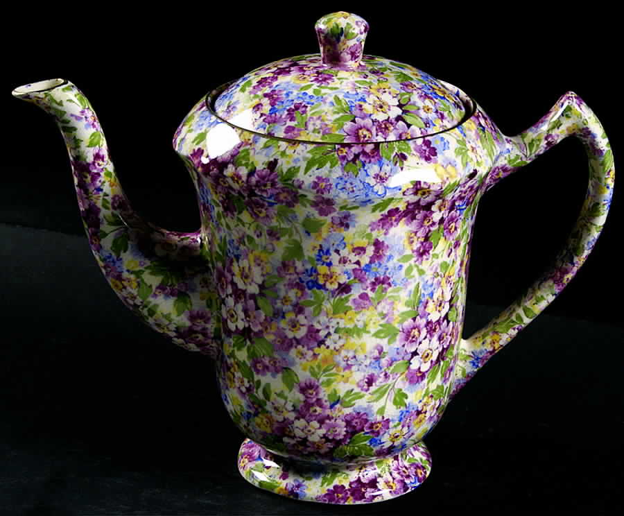 Apple Blossom Chintz Granville Coffee Pot & Lid by James Kent (England)-1