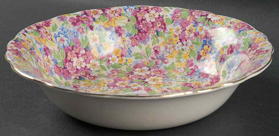 Apple Blossom Chintz 9" Round Vegetable Bowl by James Kent (England)-1