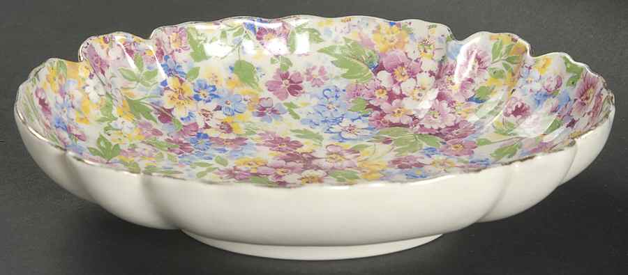 Apple Blossom Chintz Open Candy Dish by James Kent (England)-1
