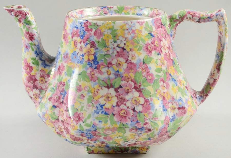 Apple Blossom Chintz Melrose Teapot No Lid by James Kent (England)-1