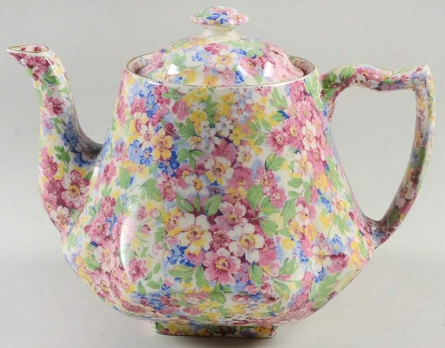 Apple Blossom Chintz Melrose Teapot & Lid by James Kent (England)-1