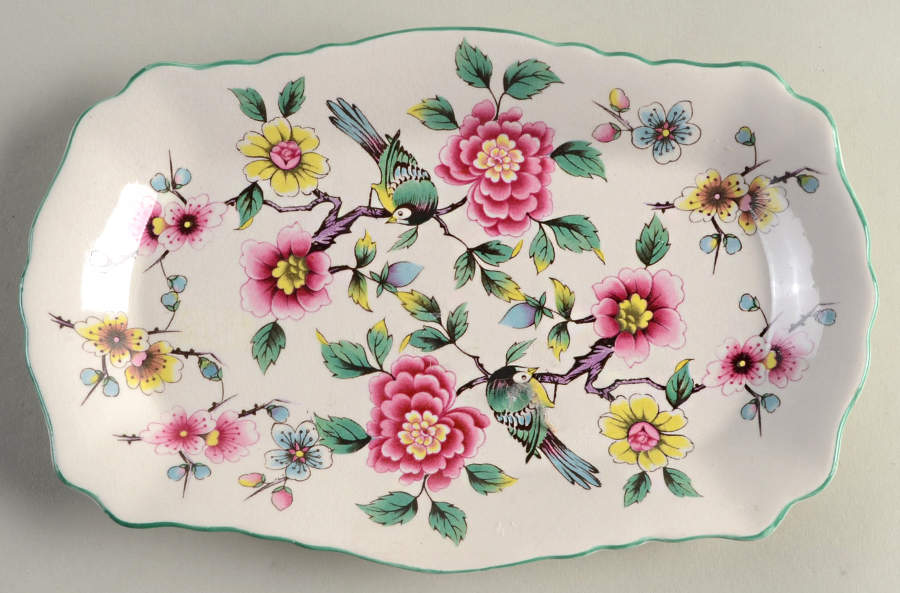 Chinese Rose Tray for Mini Creamer & Open Sugar by James Kent (England)-1