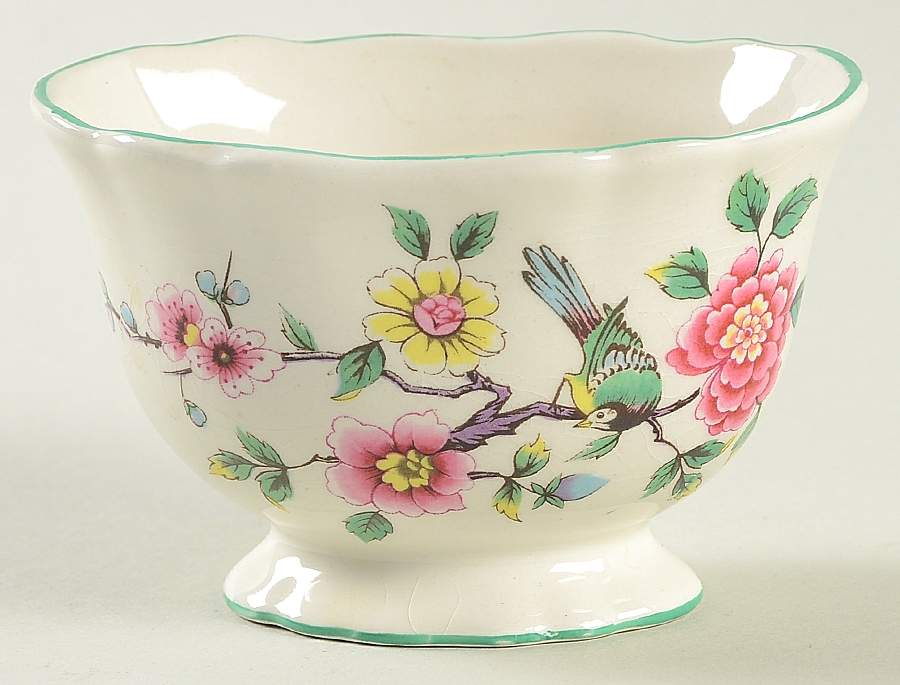 Chinese Rose Mini Open Sugar Bowl by James Kent (England)-1