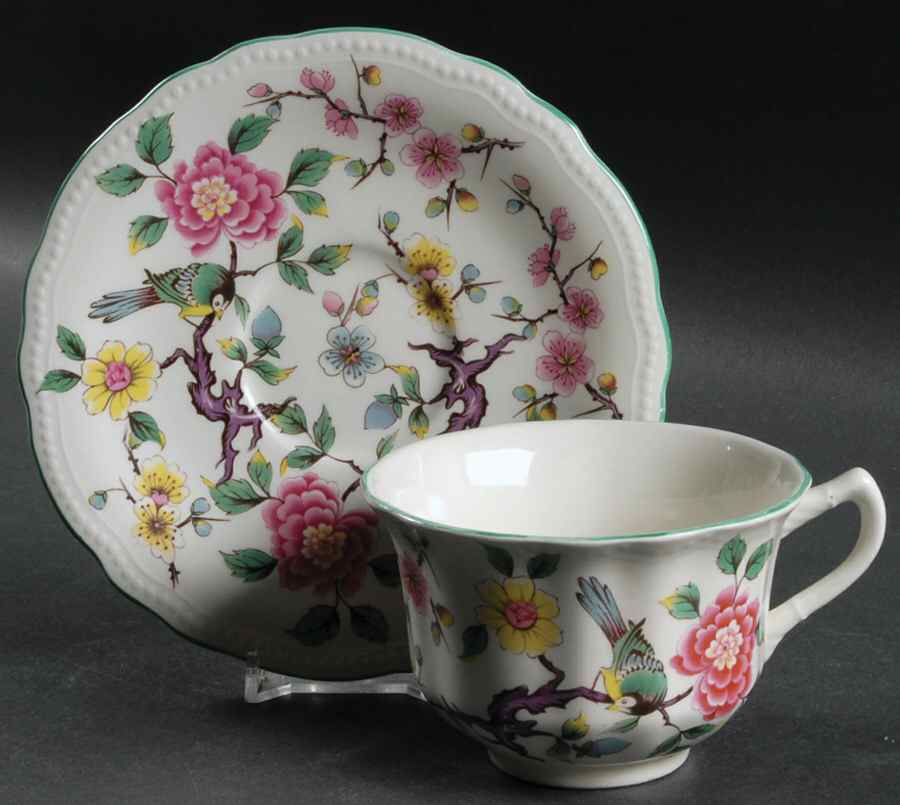 Chinese Rose Oversized Cup & Saucer Set by James Kent (England)-1