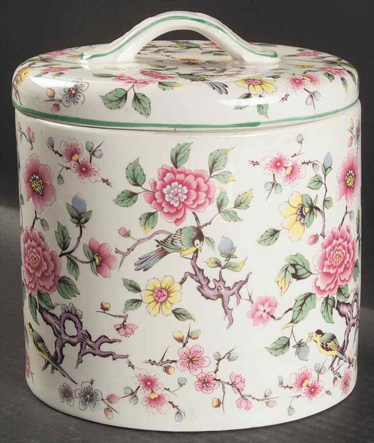 Chinese Rose Extra Large Canister & Lid by James Kent (England)-1