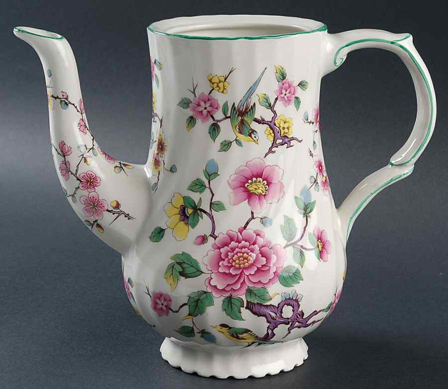 Chinese Rose Coffee Pot No Lid by James Kent (England)-1