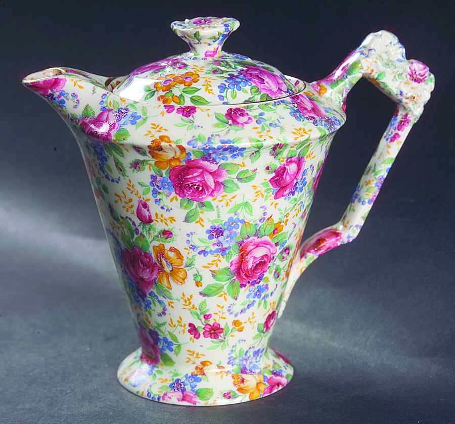 Rosalynde (Old, No Globe Stamp) Hot Milk Pitcher & Lid by James Kent (England)-1