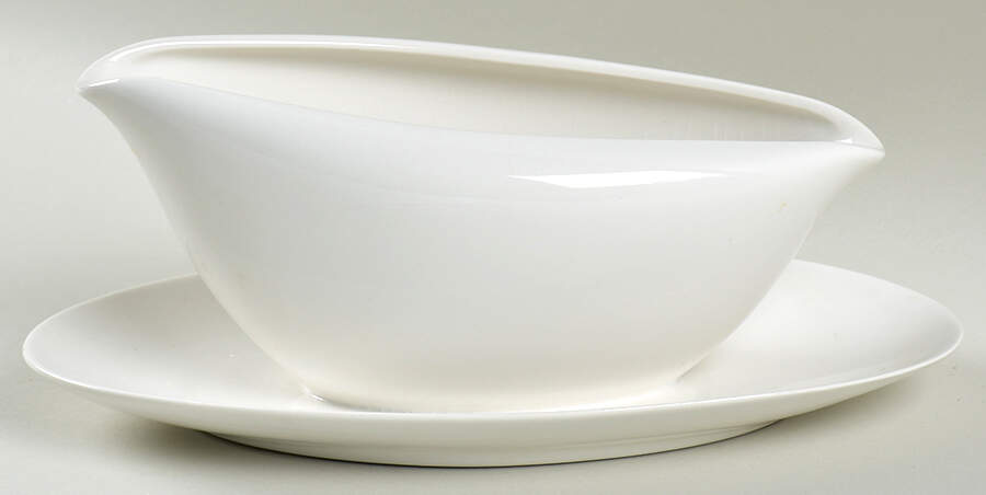 Glacier (No Trim) Gravy Boat with Attached Underplate by Kokura-1