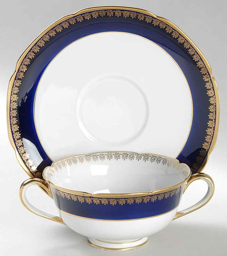 KOK1 Footed Cream Soup Bowl & Saucer Set by Kokura-1