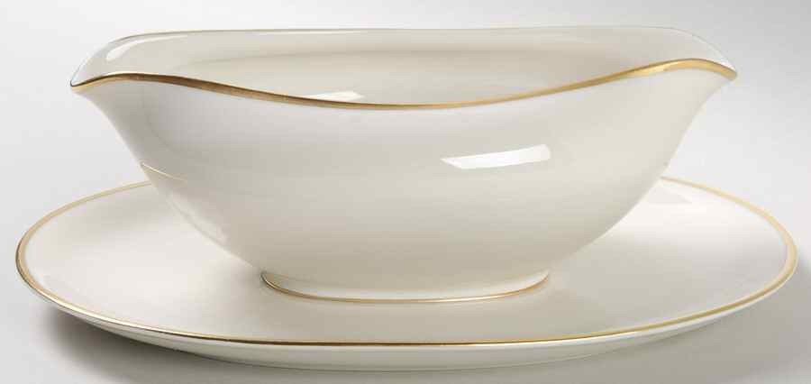 201 Gravy Boat with Attached Underplate by KPM-1